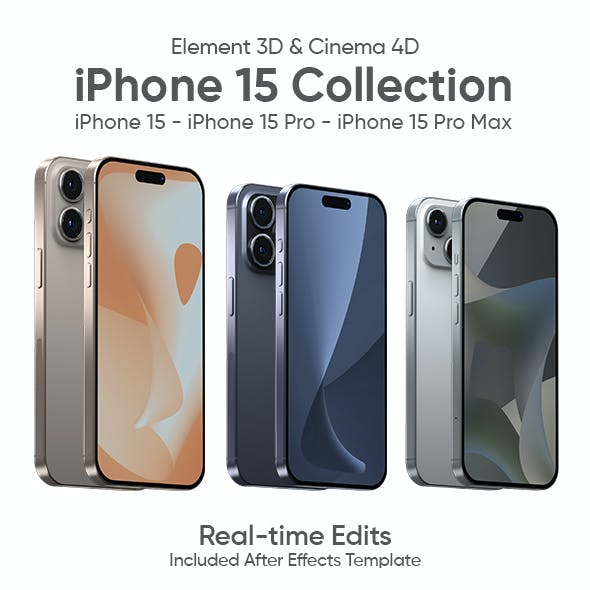 Element 3D iPhone 15 - iPhone 15 Pro - iPhone 15 Pro Max Full Pack
