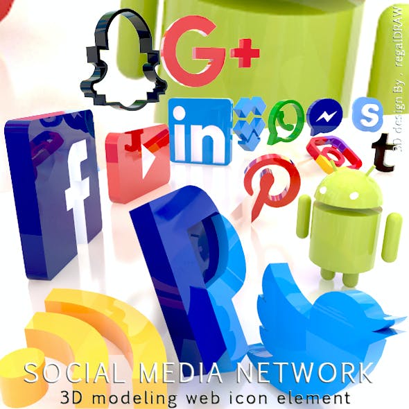 Social Media Network 3D Modeling Web icon Element