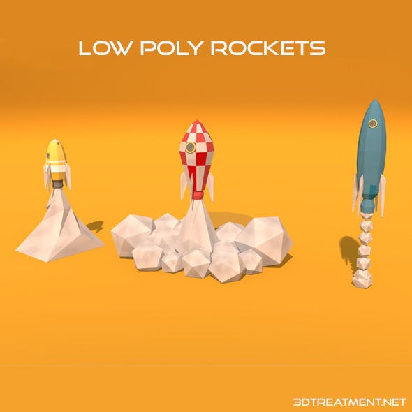 3 Low Poly Rockets