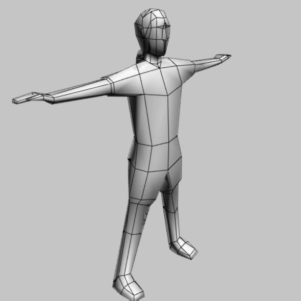 Low Poly People Man Base Object include Bone and R