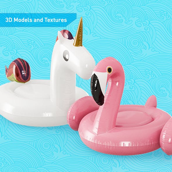 3D Models | Unicord and Flamingo - Pool Floaters