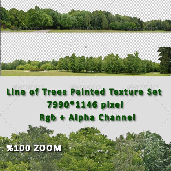 Line of Tree Painted Hi-Res Texture Set