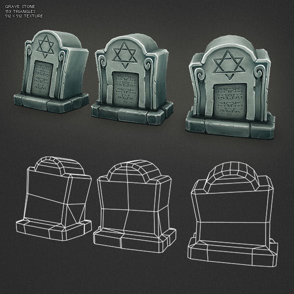 Low Poly Grave Stone 02