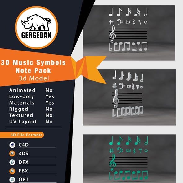 3D Music Symbols - Note Pack